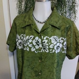 Floral Green Button-Down Shirt